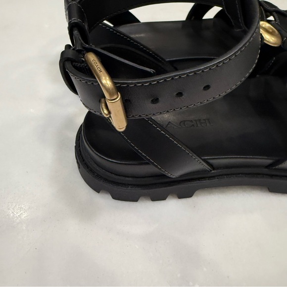 Coach Sculpted C Fisherman Sandals Black Leather Sz 6 NIB - Picture 10 of 12